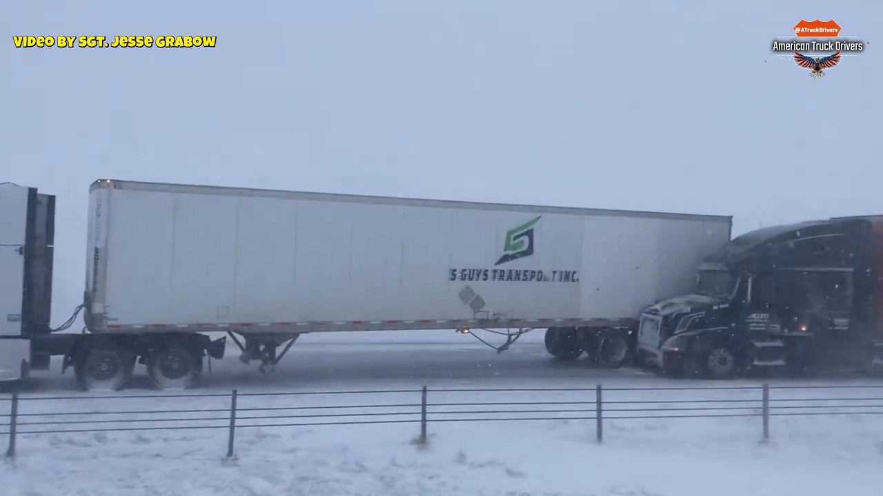 Massive pile-up shuts down I-94 during blizzard more than a dozen semis involved