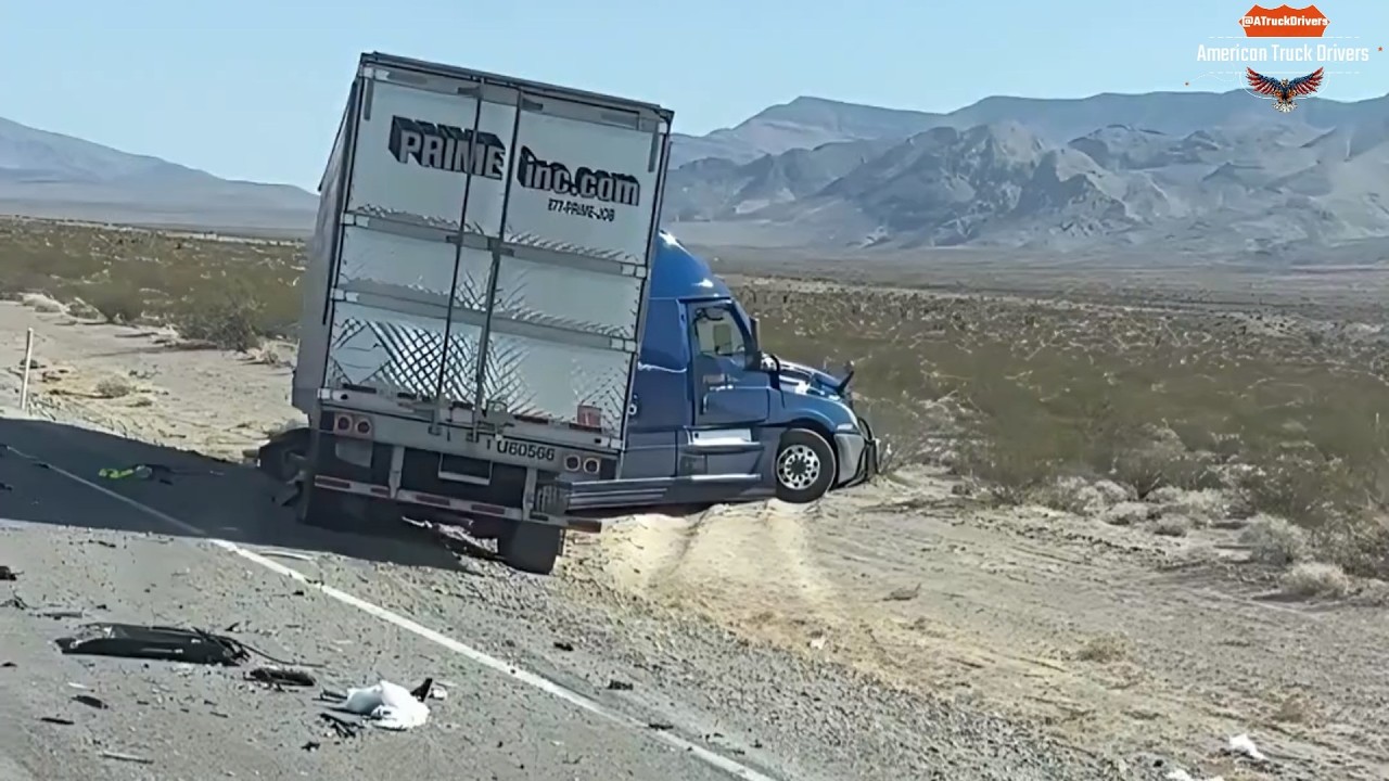Car Hits Truck on Wet Road | Rocks Thrown From Overpass | Container Hauler Overturns | Wtf Moments