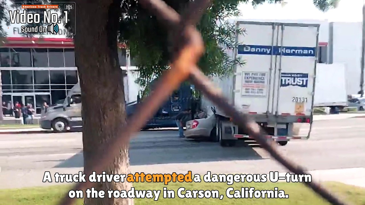 Truck U-Turn Crash | Semi Cut-Off Near Tip | Moving Truck Jumps Curb | WTF moments on the road
